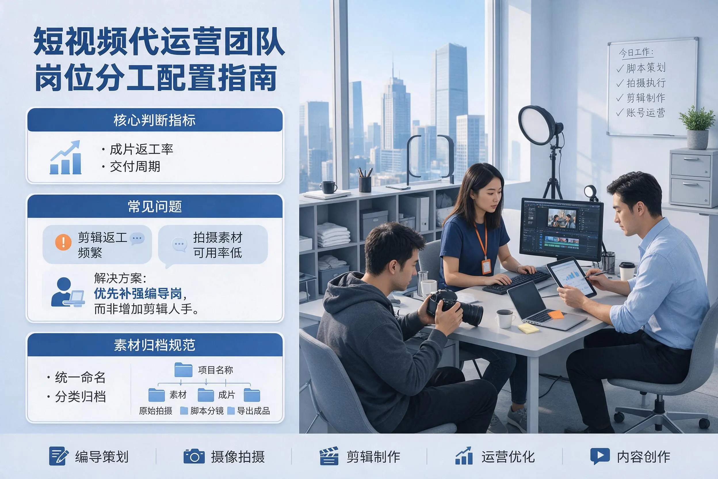 短视频代运营团队如何配置？吉安企业岗位分工科普说明