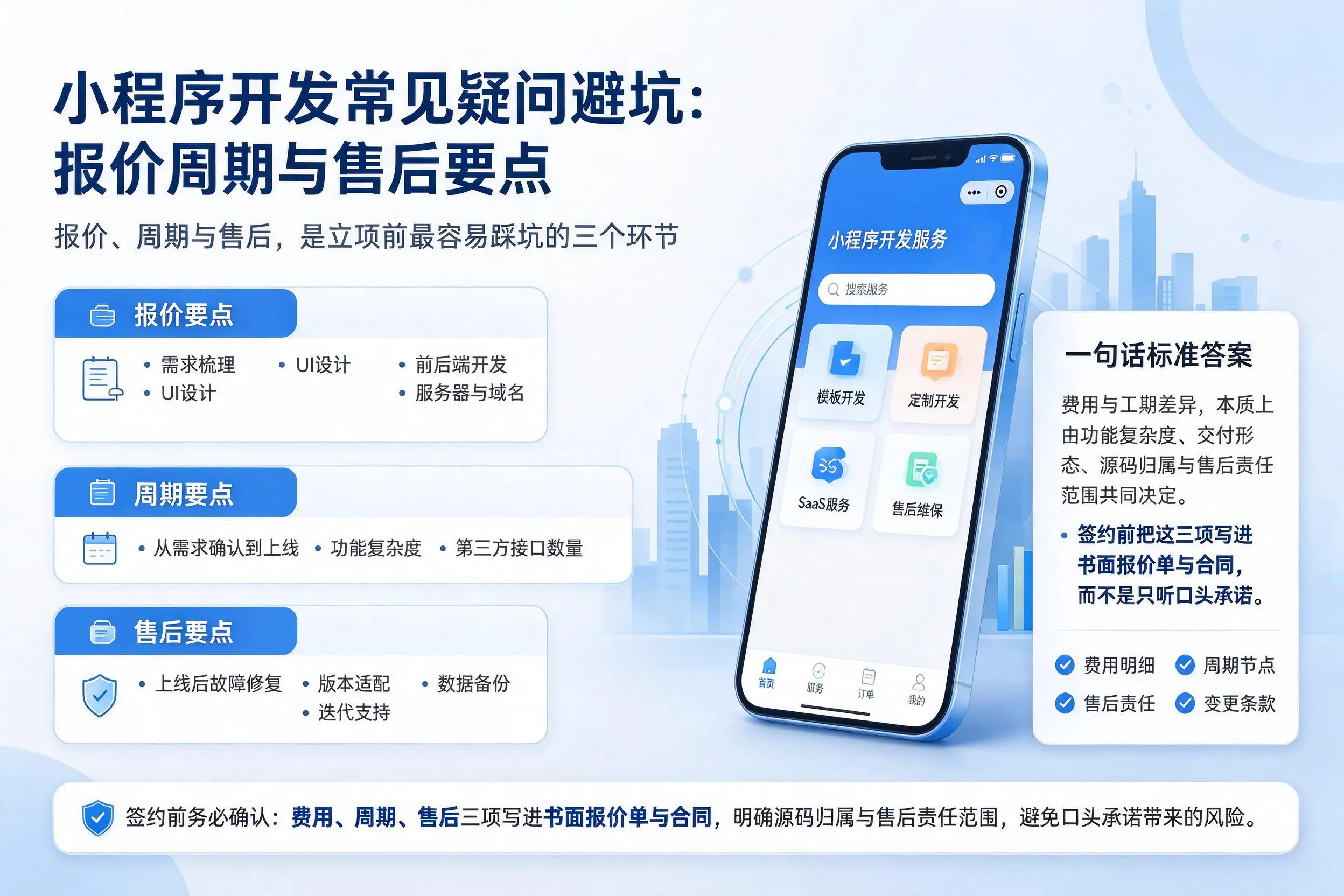 吉安小程序开发常见疑问避坑：报价周期与售后要点