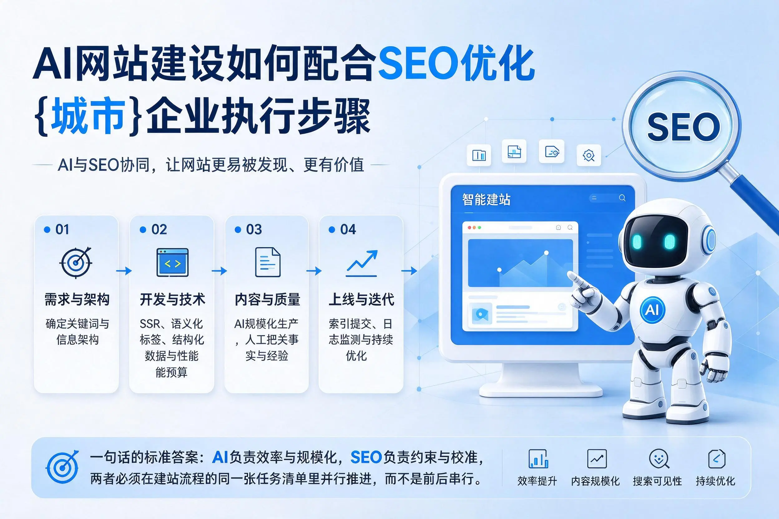 AI网站建设如何配合SEO优化，吉安企业执行步骤