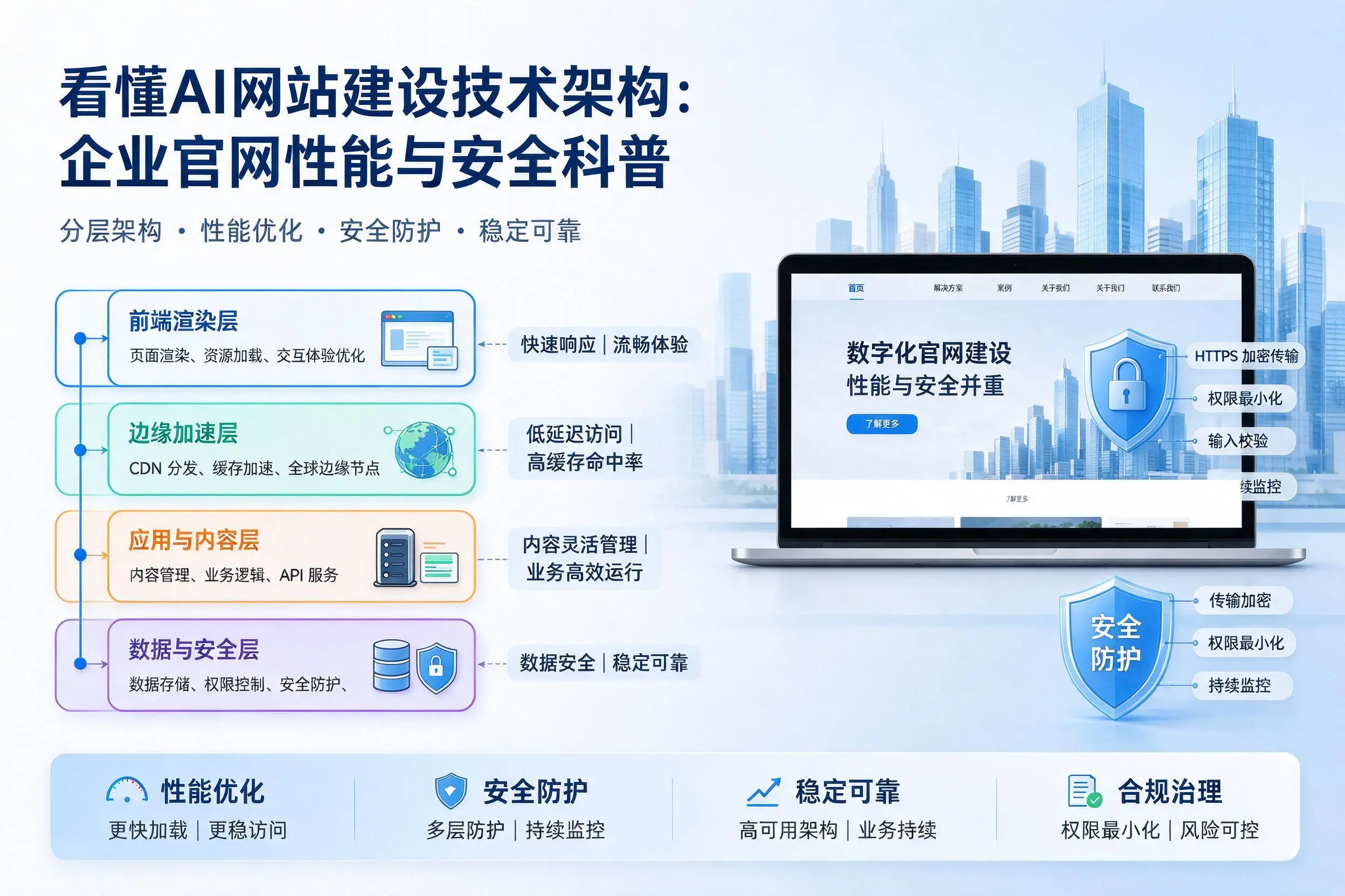 看懂AI网站建设技术架构：吉安企业官网性能与安全科普