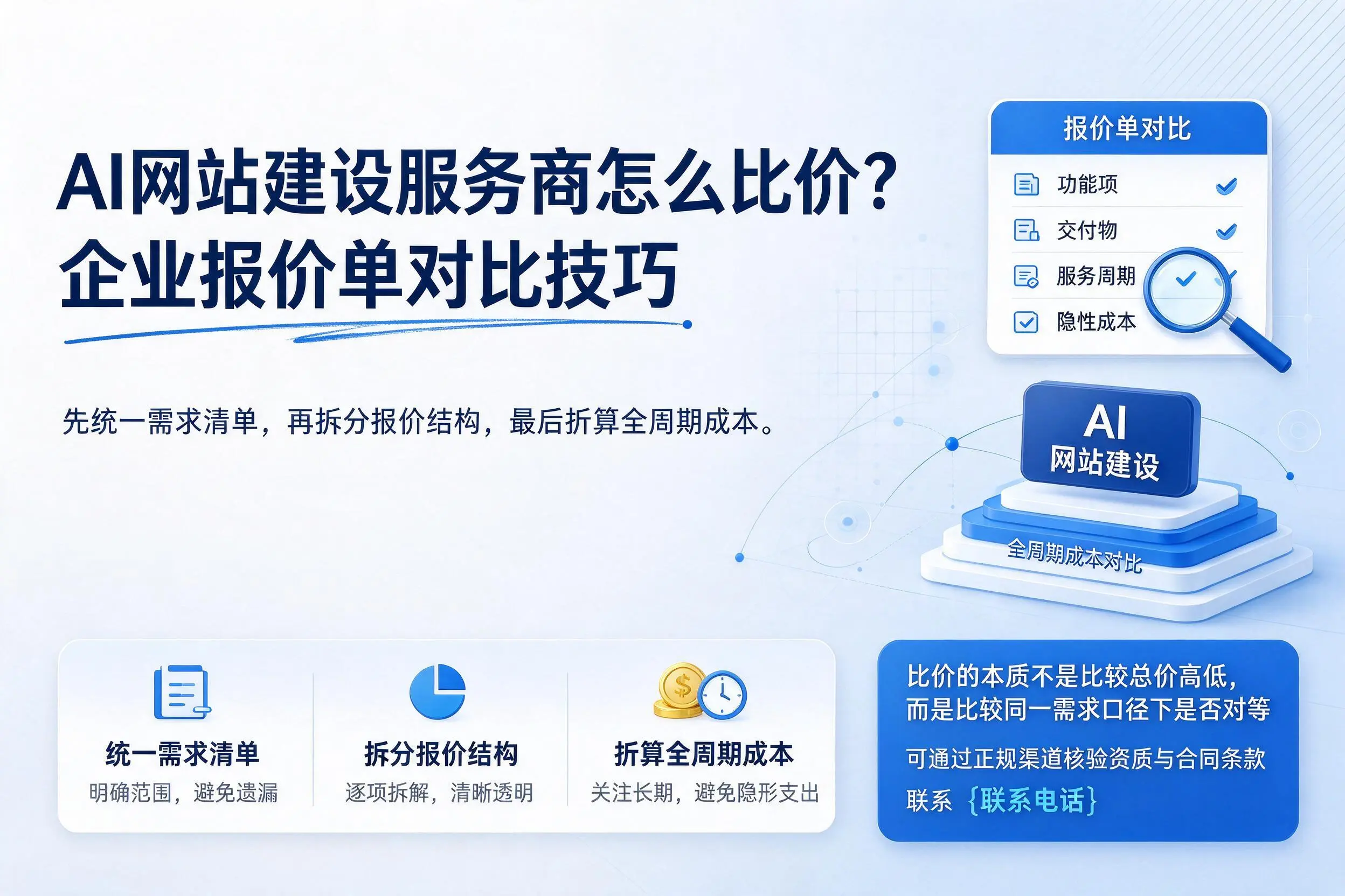AI网站建设服务商怎么比价？吉安企业报价单对比技巧