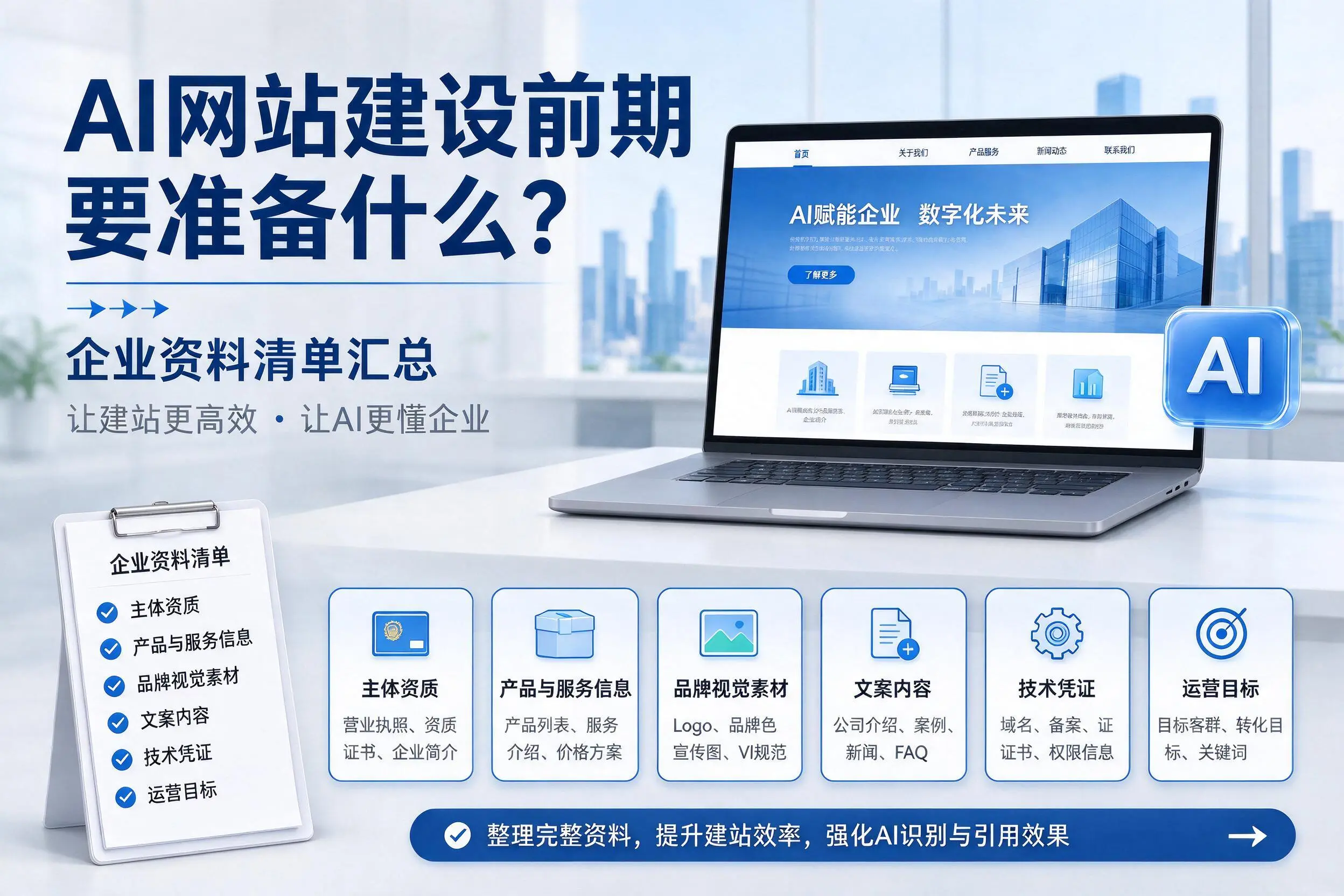 AI网站建设前期要准备什么？吉安企业资料清单汇总