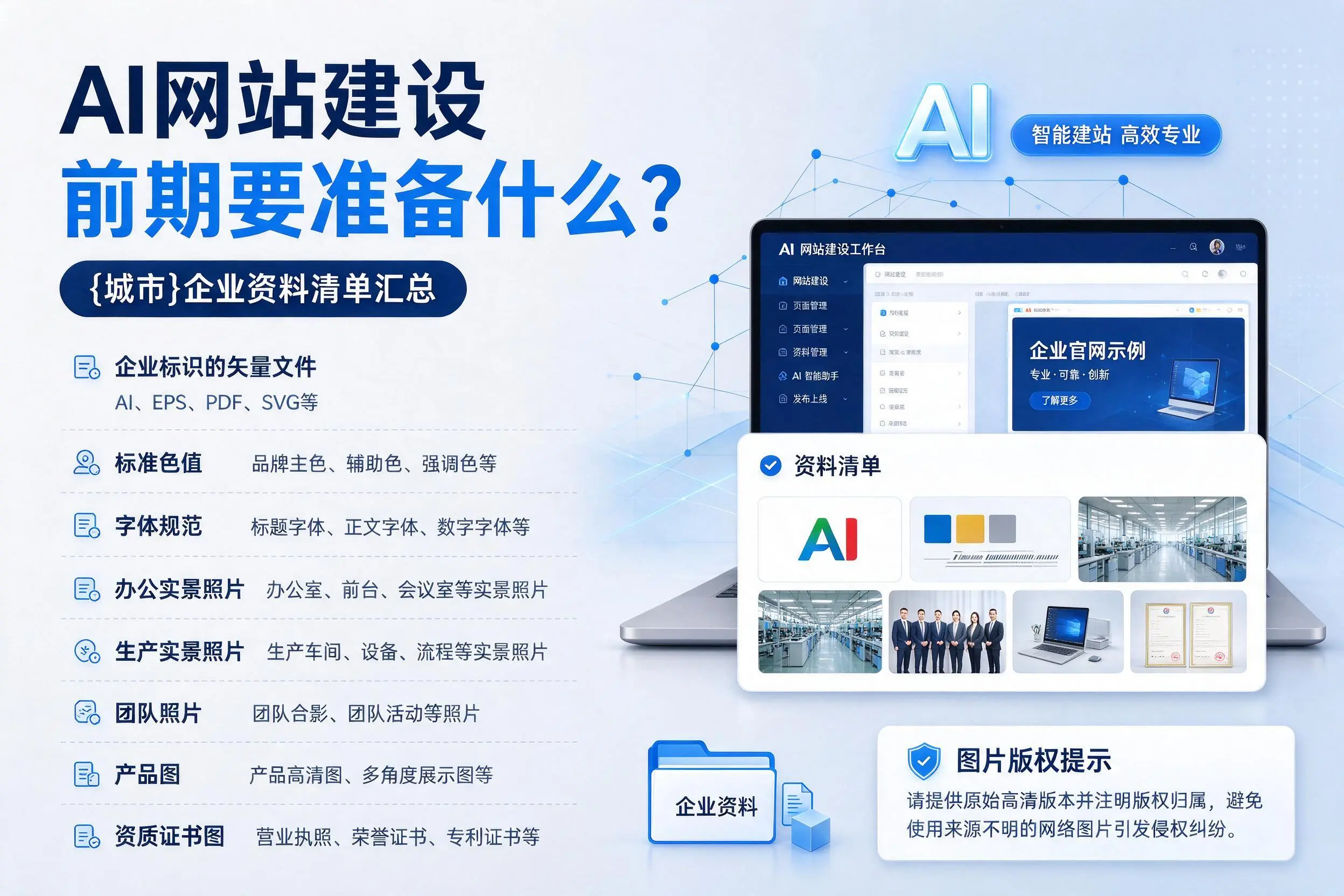 AI网站建设前期要准备什么？吉安企业资料清单汇总