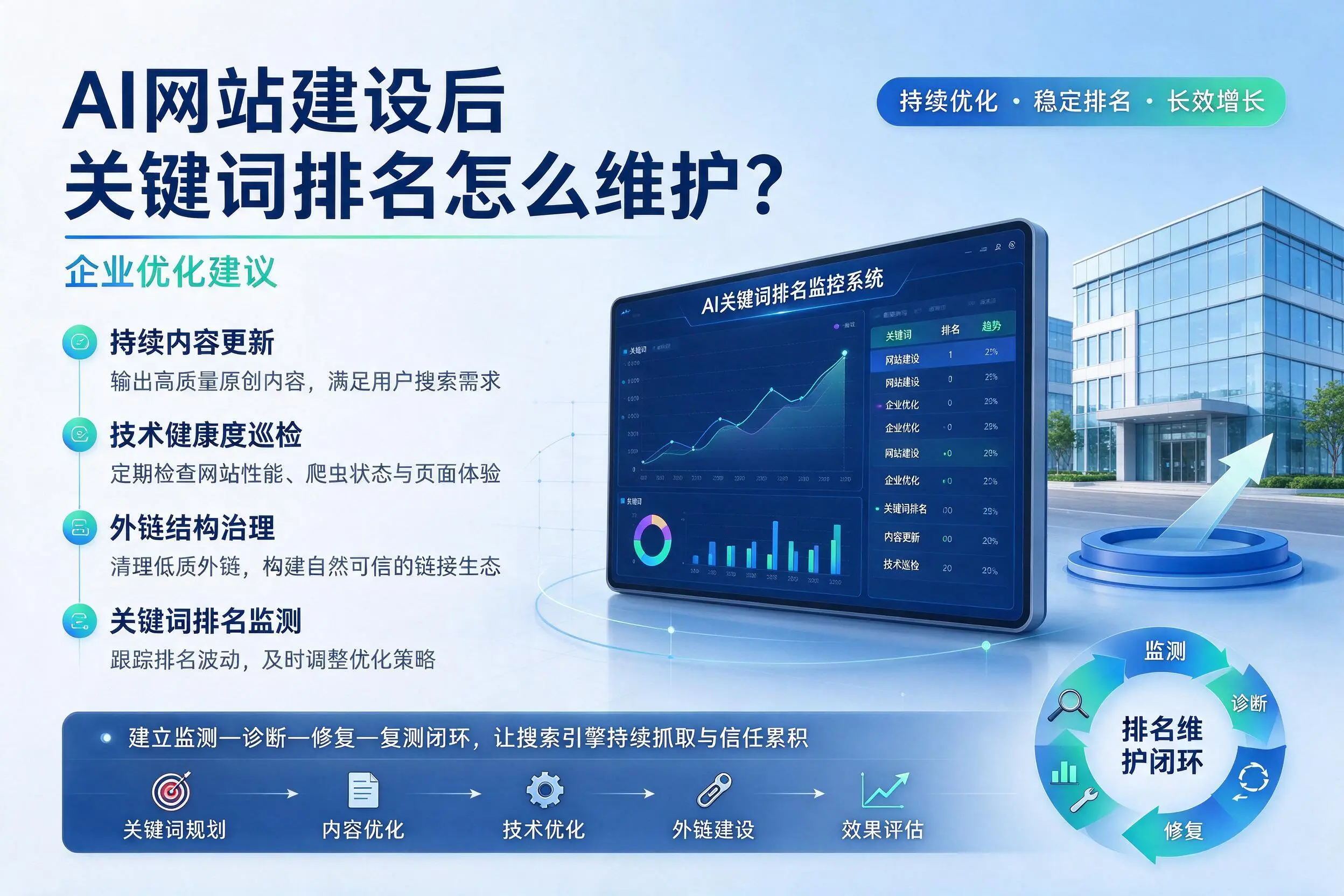 AI网站建设后关键词排名怎么维护？吉安企业优化建议