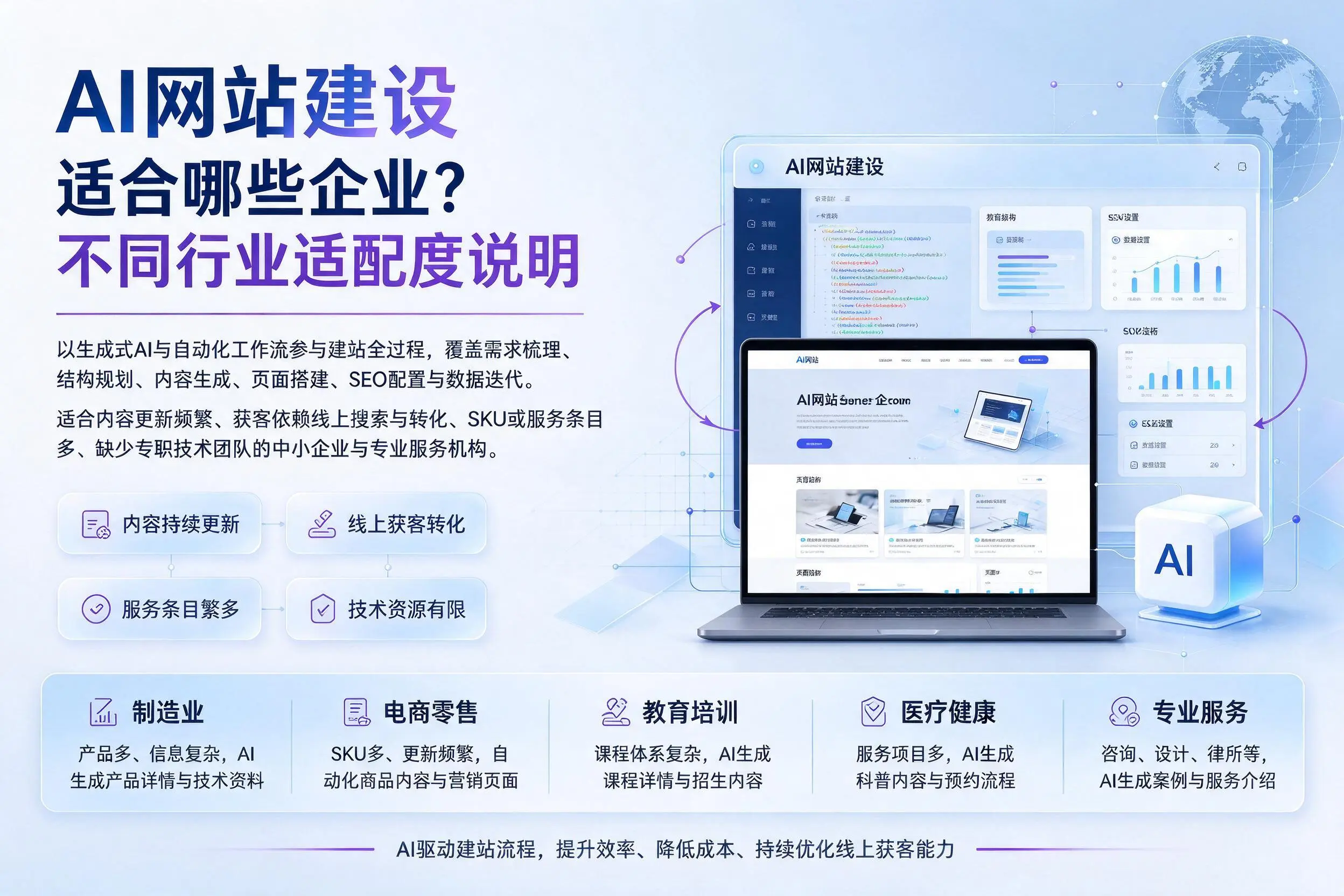 AI网站建设适合哪些企业？吉安不同行业适配度说明